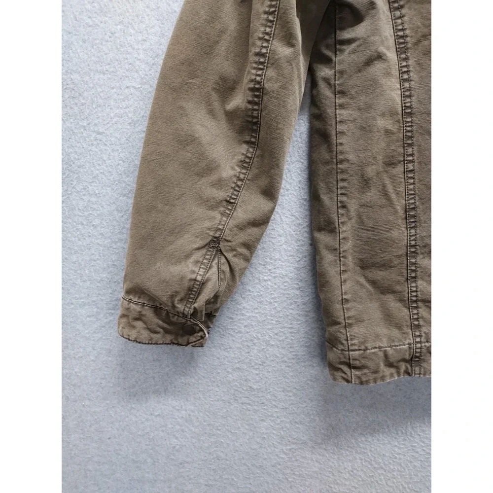Levis Men Field Jacket S Brown Utility Zip Front Stand Collar Pockets Workwear